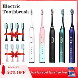 Toothbrush Ultrasonic Electric Toothbrush Rechargeable Waterproof IPX7 For Adults Teeth Whitening Deep Clean With Replacement Brush Heads Q240528