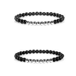 Beaded 6Mm Glass Strands Charm Bracelets Elastic Bangle For Women Men Party Club Handmade Fashion Jewellery Drop Delivery Dhdps