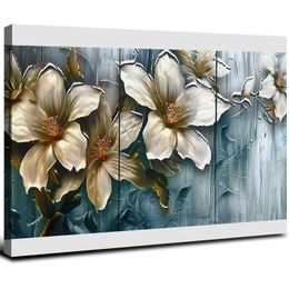 Blumen Leinwand Wandkunst moderne verpackte Blumenkunstwerke Zimalzierleinwand Drucke Weiße und graue Tulpengemälde auf Leinwand bereit, um im Wohnzimmer zu hängen