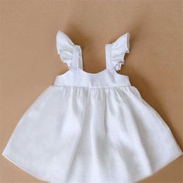 Girl's Dresses Baby dress linen cotton summer baby clothing princess 1st birthday party 0-3 year old toddler girl H240527 B5JY