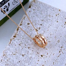 BVLGRILY NECKLAMS Relaxed Life New Fashion Luxury Triple Ring Full Diamond Snake Pendant Chain With Original Necklace SFD9