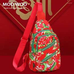 Waist Bags MOOWOO Women Crescent Fanny Pack Simple Shoulder Bag Vintage Pouch Fashion Sling Nylon Leather Flower Crossbody