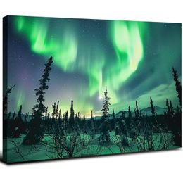 Nordlichter Grüne Aurora Borealis Poster Dekorative moderne Bild Leinwand Wandkunst Schlafzimmer Büro Wohnzimmer Dekoration