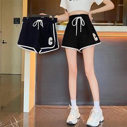 Women's Shorts Loose Casual Slimming Wide Leg Versatile For Summer 2024 Women With Pockets Elastic Waist Solid Colour Letter