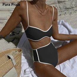Women's Swimwear Para Praia Black White Patchwork Sexy Bandeau Bikini Set High Waist Women Female Swimsuit Brazilian Bathing Suit