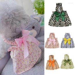 Dog Apparel Flower Dress For Small Dogs Printed Summer Large Pet Clothing Thin Cotton Cat Clothes Middle Gato Slip Dresses Bowknot XS-XL