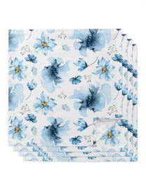 Take Out Containers Watercolour Blue Flowers In Spring Table Napkin Set Wedding Banquet Cloth Soft Tea Towels Dinner Handkerchief