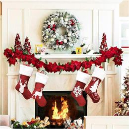 Christmas Decorations Ups 46Cm Stocking Hanging Socks Xmas Rustic Personalised Snowflake Family Party Holiday Drop Delivery Home Garde Dhx6M