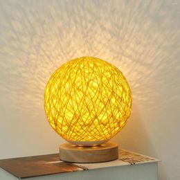 Table Lamps Creative LED Romantic Night Light USB Starry Lamp Bedroom Bedside Lights Fantasy Rattan Ball Moon Home Decorative