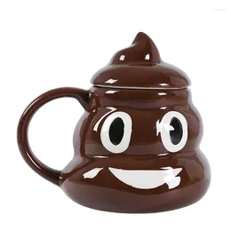 Mugs 400ml Cartoon Creative Smile Poop Mug Tea Coffee Cup Funny Humour Gift 3D Pile Of With Handgrip Lid Office