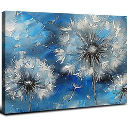 Dandelion Wall Art Canvas Print Picture Framed Wall Art for Living Room White Flower Flora Home Bedroom Decoration Modern Artwork Wall Decor