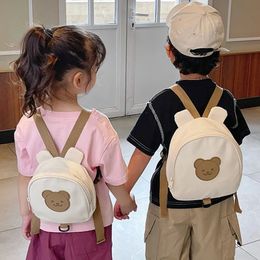 Korean childrens backpack circular Kawaii childrens handbag girl kindergarten boy school bag cartoon bear rabbit childrens bag 240527