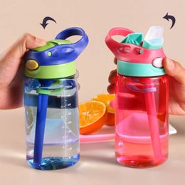 480ml Water Bottle With Straw Kids Girls Portable Travel Bottles Gym Sports Fitness Cup Summer Cold Water Juice Drinking Bottle 240507