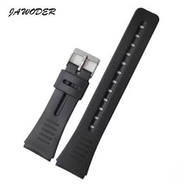 JAWODER Watchbands 18 20 22mm Black Silicone Rubber Watch Band Strap Pin Buckle for Casio Sports Watch Straps245g 3003