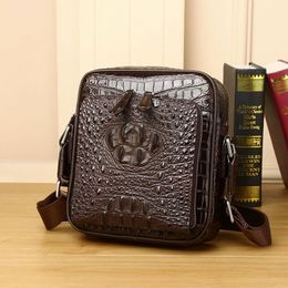 Fashion Men Cross body bags 22x20cm small shoulder bags crocodile grain real leather business casual model 283s