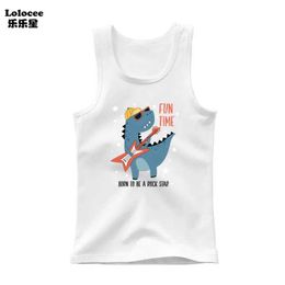 Tank Top 2023 Summer Clothing Boys Sleeveless T-Shirt Cartoon Dinosaur Kids Underwear Cotton Girls Vest for Children Y240527