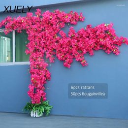 Decorative Flowers Artificial Tree Vine Bougainvillea Set Flower Wall Balcony Outdoor Garden Plants Wedding Party Holiday Scene Layout