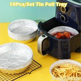 Disposable Dinnerware 10Pcs/Set Tin Foil Tray Home Oven Barbecue Pan Pad Aluminum Bowl Oil-Proof Steamer Basket Liner Baking Paper