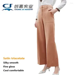 Women's Pants Light Luxury Satin Triacetate Nine-point Straight Champagne Baggy Plus Size Fat Girl 3XL Fashion Street Wear