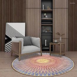 Carpets Modern Geometric Rays Of Light Pattern Round Carpet Floor Mat Soft For Living Room Anti-slip Rug Bedroom Decor