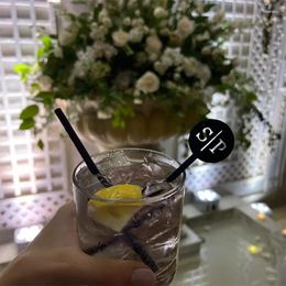 Party Supplies 100PCS Engraved Personalised Acrylic Stirrer Wedding Drink Stirrers Custom Cocktail For