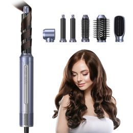 Detachable Hair Dryer Brush 6 In 1 Hair Styling Brush High Speed Blow Dryer Negative Ionic Hairdryer Air Curler Wand Styler 240527