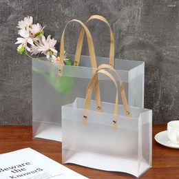 Gift Wrap Frosted PP Shooping Bag Plastic Bags With Handles Wrapping Flower Package Decor Supplies Translucent Tote Portable