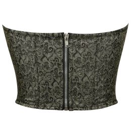 Corsets And Bustiers Tops Sexy Women Brocade Corset zip Vintage Style Corselet Overbust Ladies Plus Size