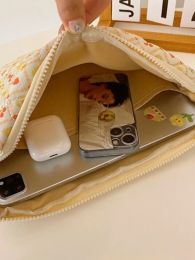 Ins Floral Cute Laptop Sleeve Case 11" 13.3" 14" 15" 15.6" Macbook Accessories Zipper Briefcase Shockproof Laptops Bag Cover