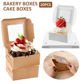 Gift Wrap 20Pcs Bakery Boxes Paper Cake Single Cookie With Clear Window White/Yellow Multipurpose Packaging