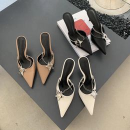 Slippers Pointed Toe Fashion Women Dress Shoes Thin High Heels Star Shape 2024 Arrivals Pumps 35-39