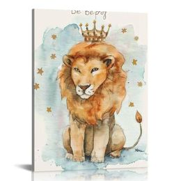 Decor Cute Watercolour Animals Canvas Art Wall Decor Room Decor Elephant Wall Decor Lion Inspirational Wall Art Bedroom Decorations