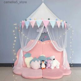 Toy Tents Childrens Half Moon Tent Pure Cotton Princess Game House Wall Hanging Bedside Decoration Baby Bed Curtain Reading Mosquito Net Q240528