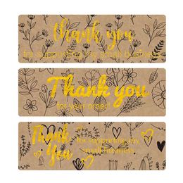 120pc Rectangle Gold labels Thank You Kraft Wedding Pretty Gift Cards Envelope Sealing Label Stickers Stationery