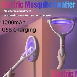 Other Home & Garden Electric Fly Tter Rechargeable Bug Zapper Racket Kills Lamp Electronic Mosquito Net Trap Flies Summer Drop Deliver Dhv2E
