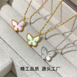 Charme Brilliant Jewelry Van Colar High Silver Butterfly Colar White para Womens Light Luxury 7q2h
