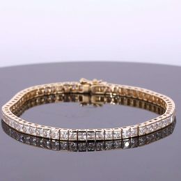 Jóias finas de Starsgemgem 9K 14K Gold 4mm redondo Syntheticmoissanite Tennis Mossining Diamond Chain Charm Bracelet