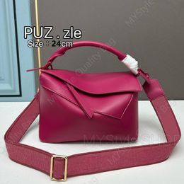 A8 Hot Pink bag PUZZLE Tote Edge designer bags women leather single shoulder luxury crossbody bucket geometric clutch black pillow shaped Bolsa Embossed Sling purse