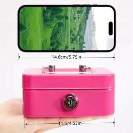 Metal Cash Box Mini Safe Lock Box Money Bank Metal Coin Bank Security Box Sturdy Cash Portable for Kids Coin Collection