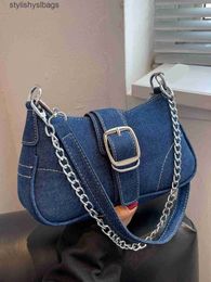 Shoulder Bags Small Design Jeans Bag Womens New Cross Canvas H240529