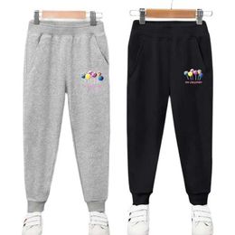 Trousers Toddler Girls Sweatpants Cotton Jogging Pants Spring and Autumn Childrens lollipop Print Leisure Elastic Trousers 3-14 Years Y240527