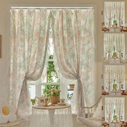 Curtain 1PC Floral Lace Sheer Panel For Living Room Bedroom Balcony Home Decoration Supplie INS French Tulle Drape Window Screen