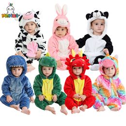 MICHLEY Easter Rabbit Baby Rompers Winter Hooded Flannel Toddler Infant Clothes Overall Bodysuits Jumpsuit Costume For Kids Bebe L2405