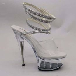 LAIJIANJINXIA Upper Inches Sandals PU Cm Fashion Sexy Exotic High Heel Platform Party Women Pole Da e3c