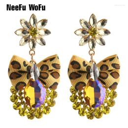 Dangle Earrings NeeFu WoFu Drop Rhinestone Crystal Big Earring Flowers Pineapple Zinc Alloy Large Long Brinco Printing Ear Oorbellen Jewe