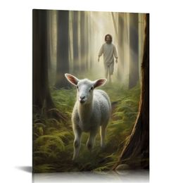 Jesus Wall Art Jesus as the Good Shepherd Canvas Print Religious Christian Wall Decor for Living Room, Home, and Office Aesthetic