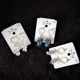 2024 925 Silver Needle Korean Elegant Simple and Sweet Crystal Grape Strands Zircon Cross Earrings Ornaments for Women