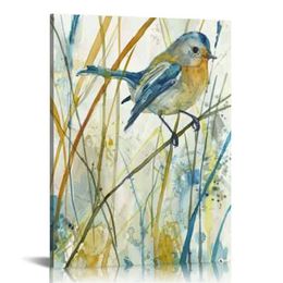 Абстрактные птицы холст стены искусство: красочные птицы в траве художественная живопись картина для гостиной