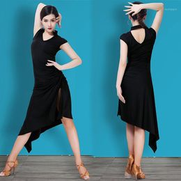Stage Wear Latin Dress Adult Training Black Dance Sexy Slit Plus Size QERFORMANCE Clothing Flamenco Ballroom Clothes B22621 2606
