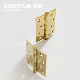 One Piece-Dooroom Brass Thick Bearing Hinges 4"x3"x3mm, 5"x3"x3mm Solid Wood Door American Black Gold Mute Hinges With Screws